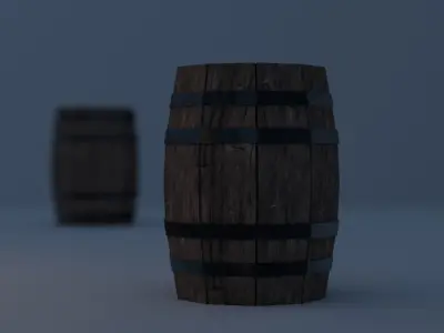 Wooden Barrel LOD Low-poly 3D model