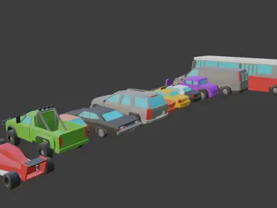 low poly car pack Low-poly 3D model