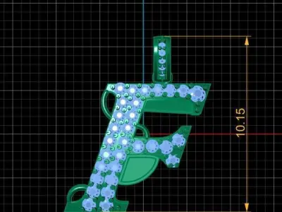 LUXURY ALPHABET F PENDANT 3D PRINTABLE MODEL 3D print model