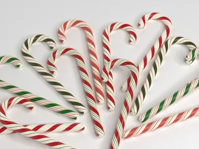 Christmas Candy Cane Low-poly 3D model
