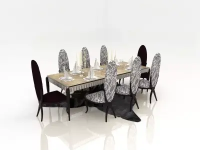 table dining and chairs 3D model