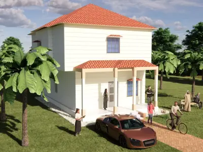 duplex villa exterior design 3D model