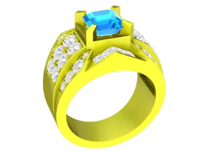 Luxury Square Center Stone Pave Shoulder Ring 4722 3D print model