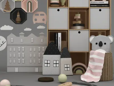 toys and furniture set  Low-poly 3D model