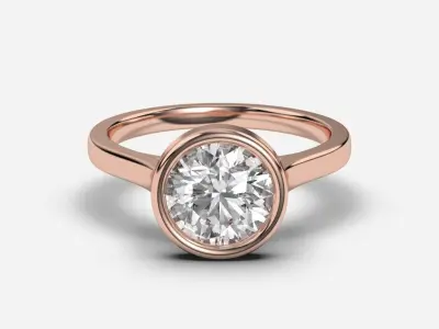 Round Diamond Bezel Setting Solitaire Diamond Ring 3D print model