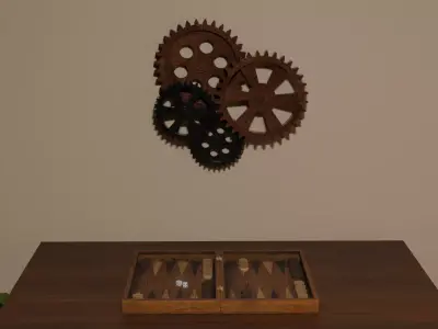 Industrial Metal Gears Wall Art Low-poly 3D model