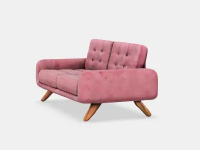 Blush Comfort Tufted Two-Seater Sofa 3D model