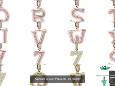 Alphabet Jewelry Pendants 3D Model Pack