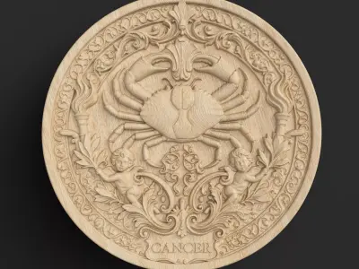 Cancer Zodiac Round Box   3D Relief Jewelry Box 3D print model