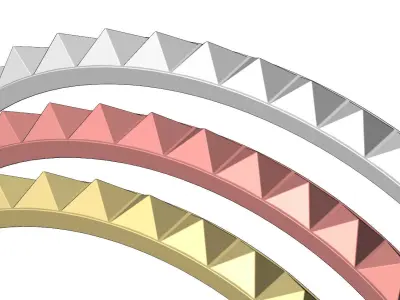 Pyramids studs cuff bracelet 3D print model