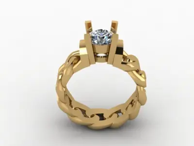  Chain Ring And Moissanite Diamond  3D print model