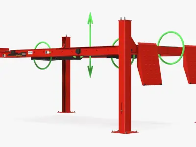 Hunter L451 4 Post Car Lift Rigged 3D model