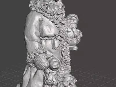santa holding snowbabies statue 3D print model