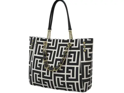 Balmain 1945 Soft Jacquard Tote Bag BW Fabric Low-poly 3D model