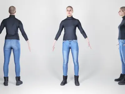 Young pretty woman casual style 163 Low-poly 3D model