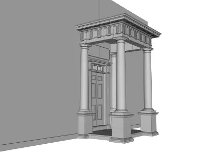 Portico Entrance Porch Door Surround with  Doric Column 3D model