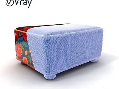 Floral Ottoman D Model Pack Low-poly 3D model