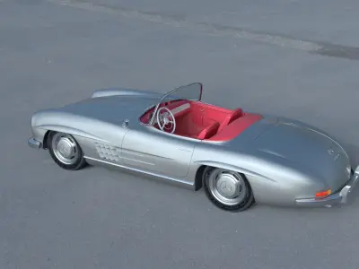 Fully Modelled Mercedes 300SL Roadster Silver HDRI 3D model