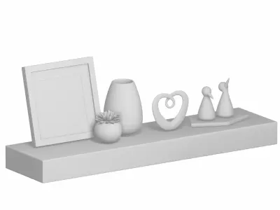 Wall Shelf with Decoration V03 3D model