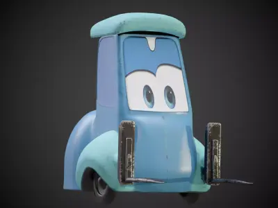Stylized Cartoon Forklift Character Low-poly 3D model