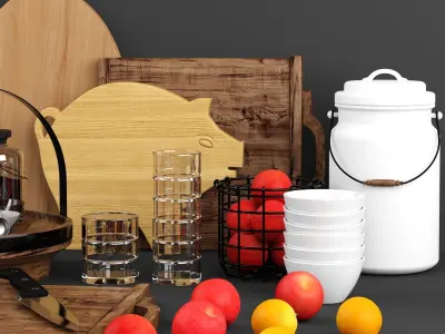 Kitchen Decorative Set  Low-poly 3D model