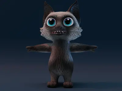 Cartoon Silver Fox 3D Model Low-poly 3D model