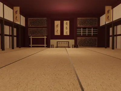 Kung-Fu Hall Low-poly 3D model