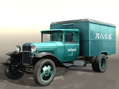 GAZ-AA Auto-van Bread Low-poly 3D model