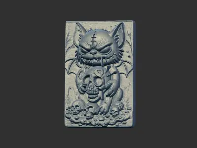cat hallowen skull decor  3D print model