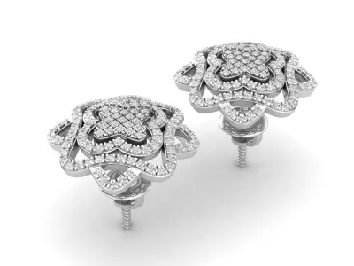 AV 320 Ladies Cluster Flower Micro Pave Stud Earrings 3D print model