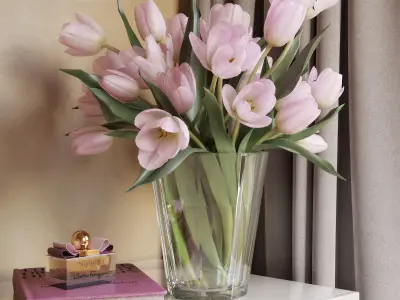 Tulip Flowers 4 in 1 Low-poly 3D model