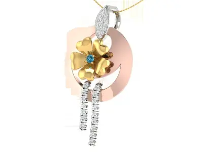 Solitaire Women Pendant 3dm STL OBJ FBX Renders Details 3D print model 7