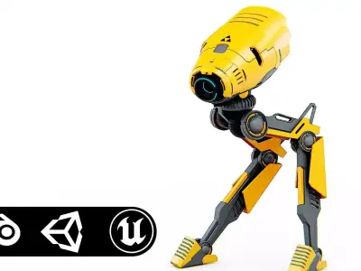 COMBAT DROID D-300  Rigged for Unreal Engine - Unity - MIXAMO 3D model