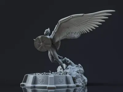 Valkirie statue of angel with wings 3D print model