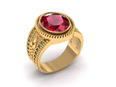 LUXURY PRECIOUS RUBY RING 3D PRINTABLE MODEL 3D print model