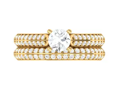 Round Cut Diamond Bridal Ring Set 3D print model