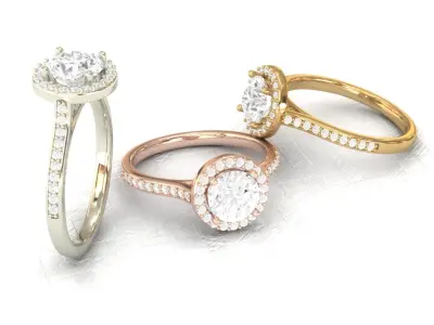 Perfect  1ct Halo Engagement Ring 3D print model