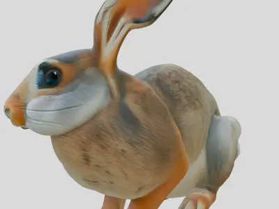 Realistic Wild Rabbit 3D Model Low-poly 3D model