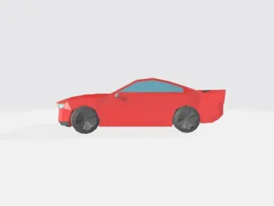 Low Poly Red Car Cartoon 3D model