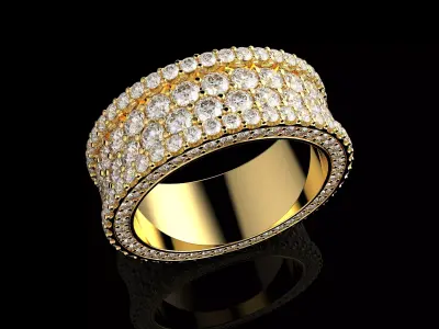 Luxury Gold Diamond Ring 3D Model  High Quality Jewelry Asset 3D print model