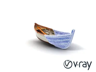 Rustic Rowboat with Oars model pack Low-poly 3D model