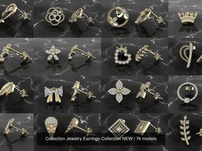 Jewelry 73 Earrings Collection NEW  3D Model Pack
