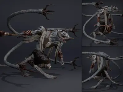 Ghost Barbarian Tentacle Low-poly 3D model