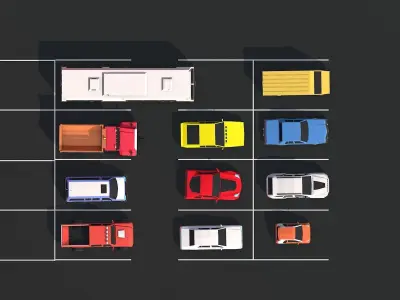 Cartoon Low Poly City Cars Pack Low-poly 3D model