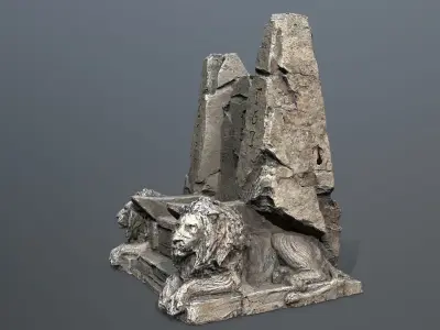 Lion Stone Throne Low-poly 3D model