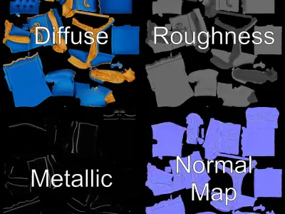 Royal Blue Armchair D Model Pack Low-poly 3D model