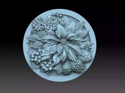 Decorative panel with flowers 3D print model
