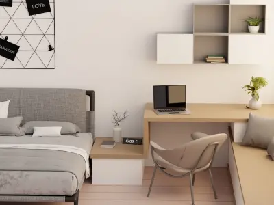 Bedroom isometric interior  3D model