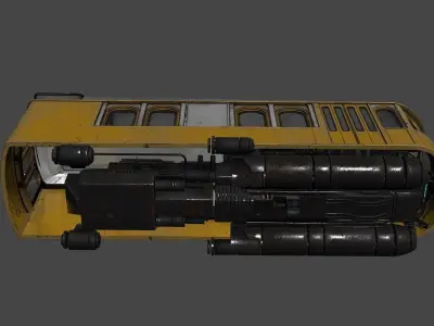 Diesel Punk Tram Low-poly 3D model