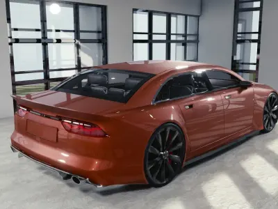 BLENDER EEVEE Brandless Mid Size 4 door sedan Low-poly 3D model